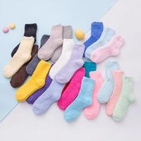 22colors women warm coral fleece socks winter soft coral velvet elastic socks unisex solid color indoor floor socks family gifts