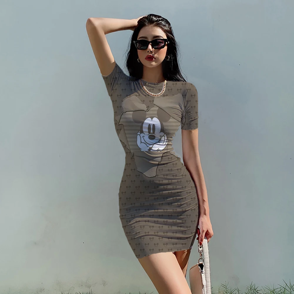 Платье-Карандаш женское летнее с круглым вырезом и коротким рукавом |