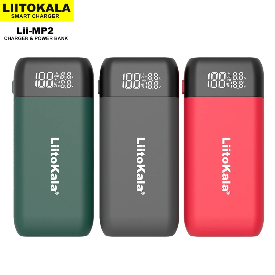liitokala lii mp2 18650 21700 battery chargerpower bank qc3 0 inputoutput digital display free global shipping