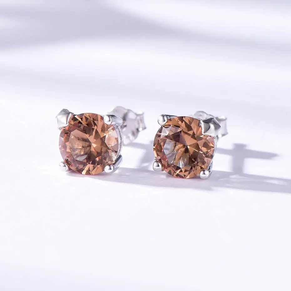 Женские серьги гвоздики Kuololit Diaspore с аквамариновым камнем из стерлингового