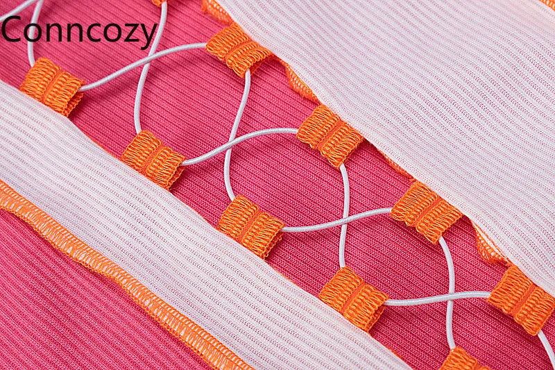 

Streetwear T Shirt Women Sexy Hallow Out Bandage Patchwork T Shirts 2021 Lady Autumn Winter Knitted Tops Fashion Camisas Mujer