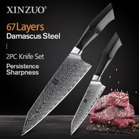 xinzuo 2pcs knife set damascus steel sharp cutlery chef utility santoku knife new product kitchen tools chef slicing cutter