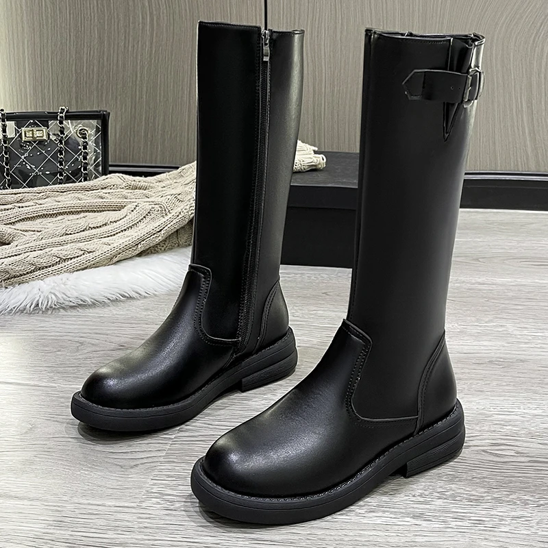 

Women's High Boots 2022 Autumn and Winter New Round Toe Zipper Women's Knee-length Knight Boots High Quality Non-slip Warm Boots