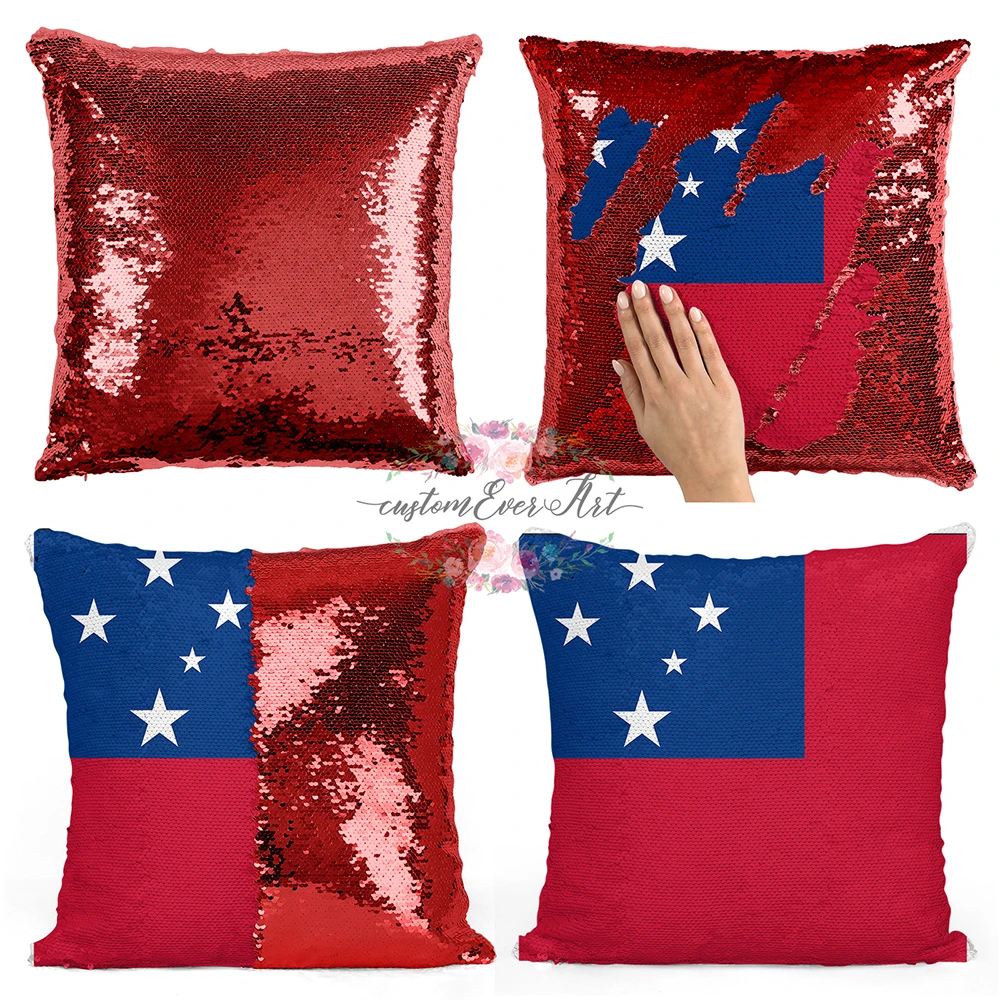 

Samoa Personalized custom picture pillow coverhome pillow reversible mermaid sequin pillow case cover