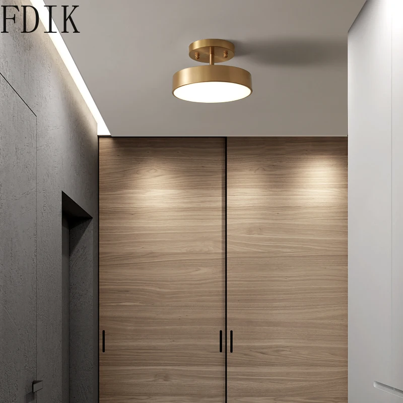 Современный роскошный потолочный светильник медный светодиодный плафон для