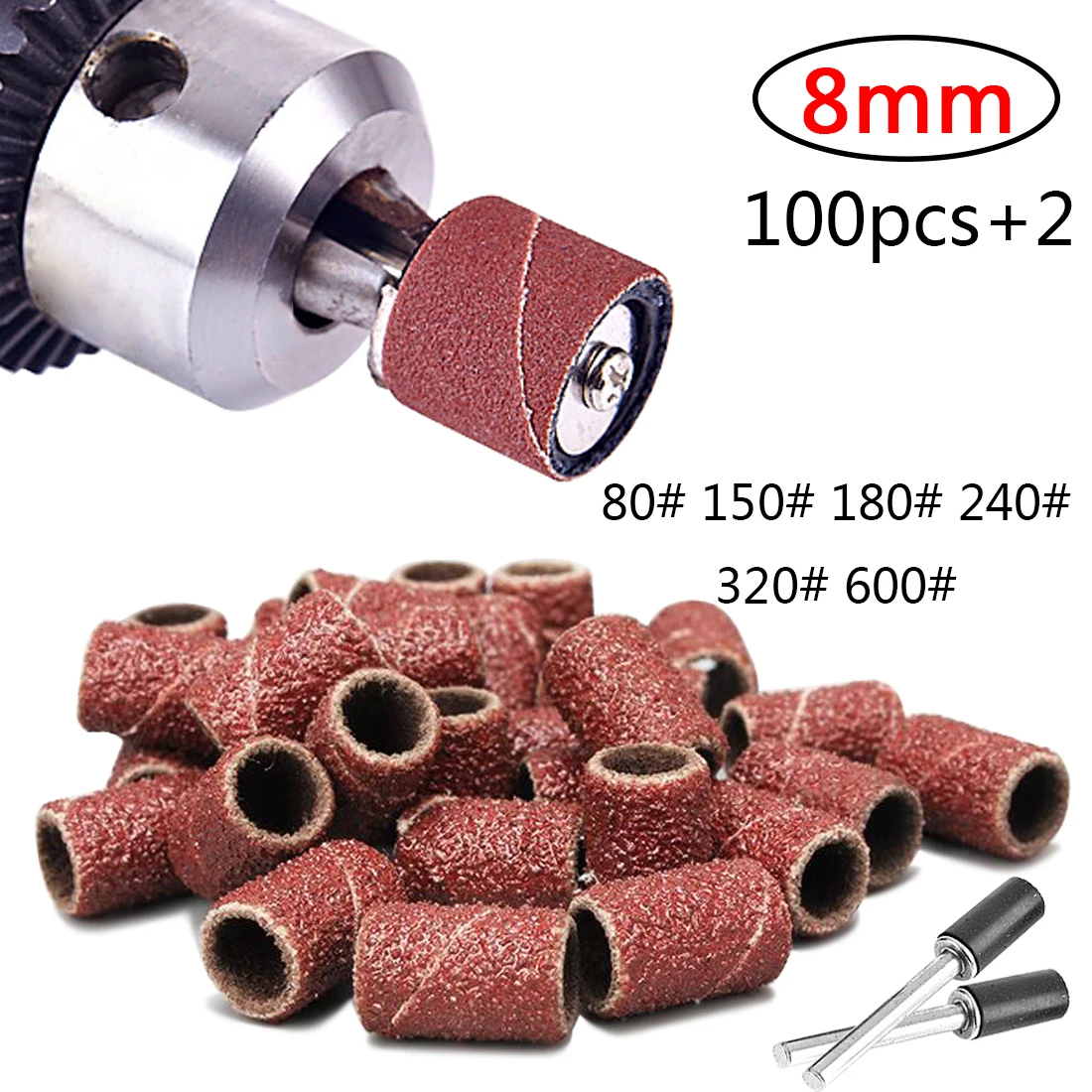 

100Pcs Sanding Kit 1/8 Inch Sand Mandrels Fit for Dremel Nail Drill Rotary Tools Accessori Dremel 100Pcs Sanding Band Drum