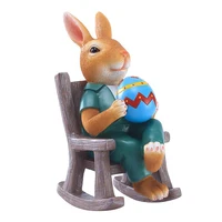 rabbit on rocking chair sculpture decor creative easter adornment festival decor