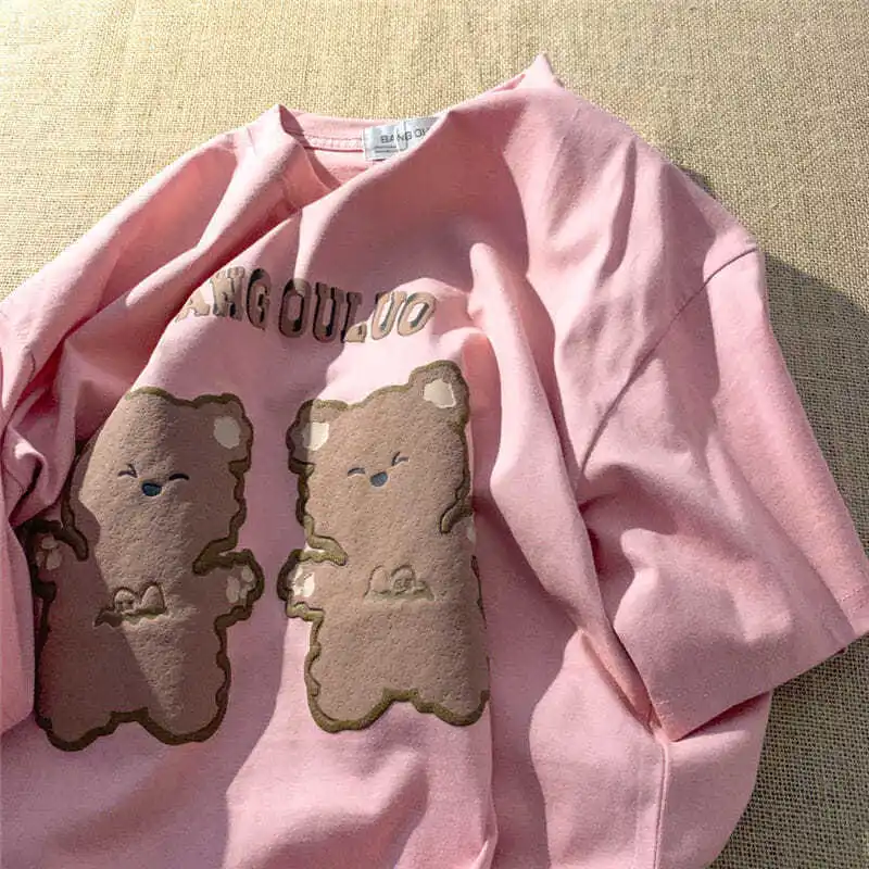 

100% Cotton Short-sleeved T-shirt Women's Summer 2021 New Style Korean Loose Wild Student Half-sleeved Shirt Harajuku