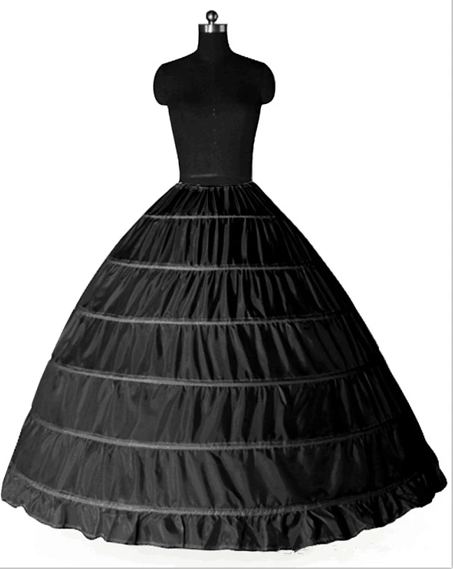 

Black 6 Hoops Petticoat Crinoline Slip Underskirt Ball Gown Wedding Dresses Anagua De Vestido De Noiva Jupon
