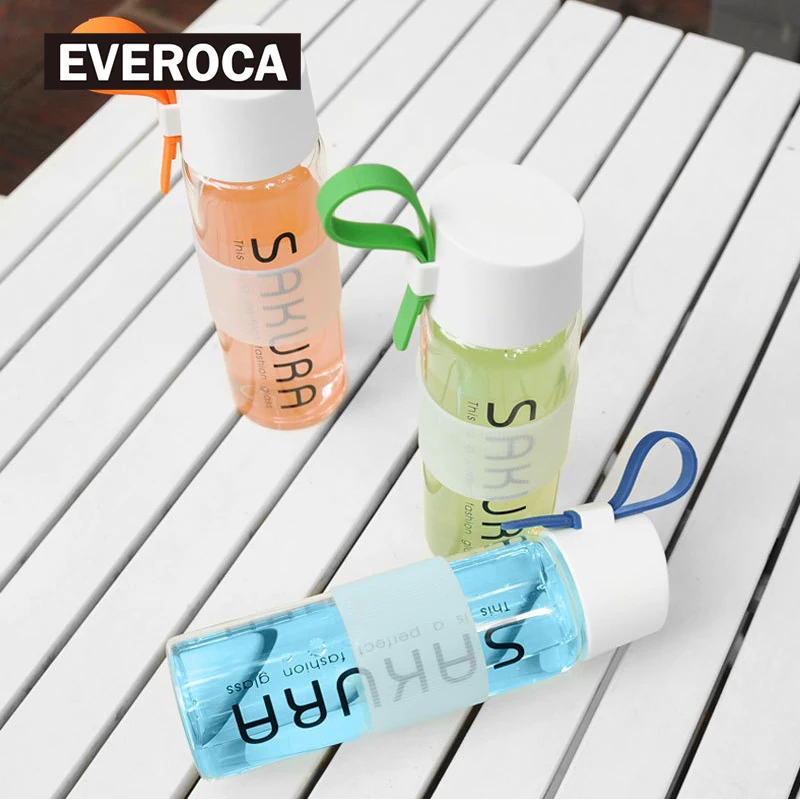 Стеклянная чашка простая портативная прозрачная бутылка Sakura Letter Juice Герметичная