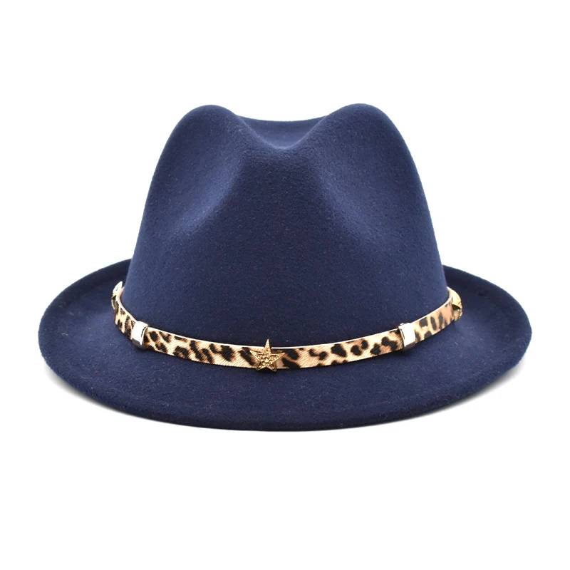 New Fashion Ladies Fedora Hat Men's Jazz Hat Summer Spring Black Wool Blended Hat Outdoor Leisure Hat F29