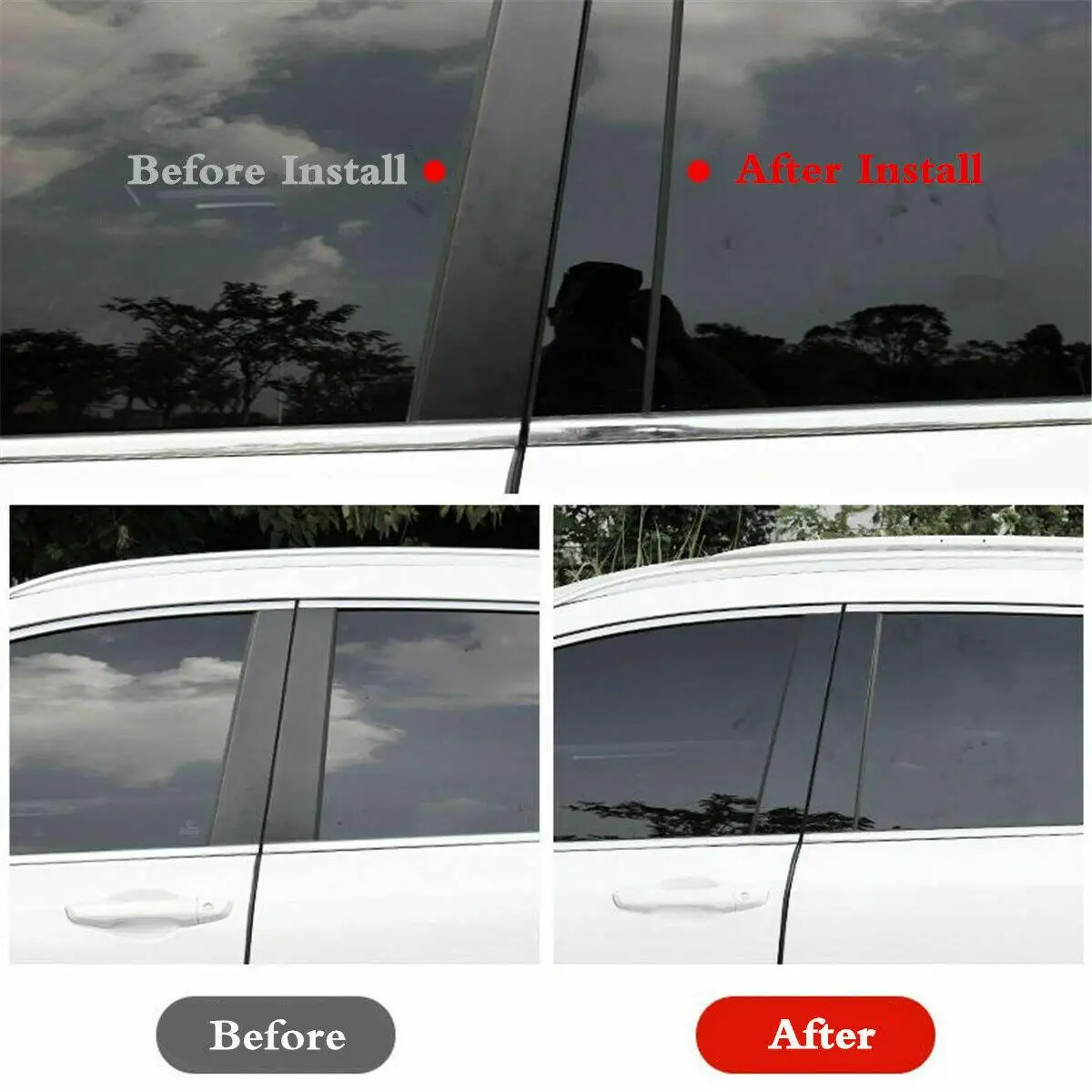 Fit For NISSAN Altima L34 Saloon 2019-2021 6pcs per set Gloss Black Decoration Exterior Window Trim Cover Side Door Pillar Posts |