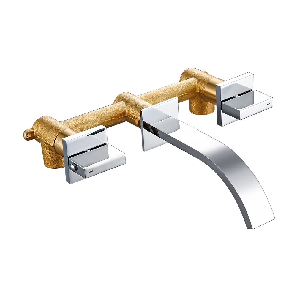 Полированный хромированный латунный сиамский смеситель Smesiteli с двойным