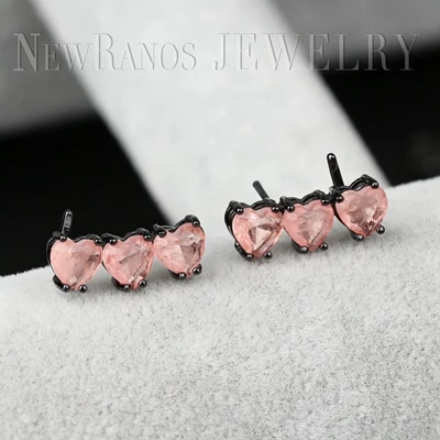Pink Earrings 1 Newranos набор ювелирных изделий с сердечком, натуральный камень, ожерелье, серьги, набор модных ювелирных изделий для женщин, модные ювелирные изделия PFX001142 - Окраска металла: Pink Earrings 1