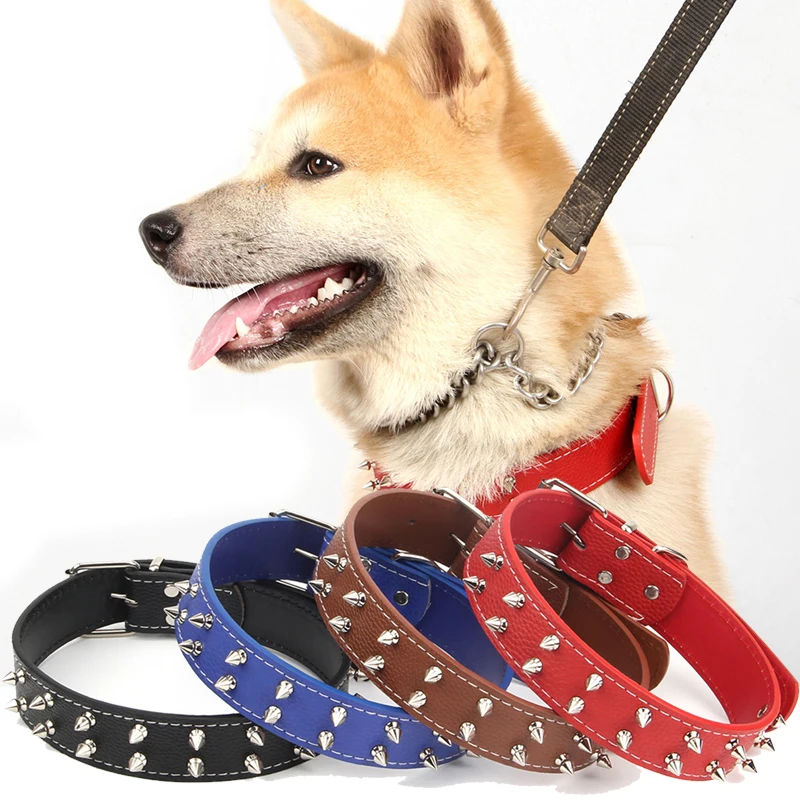 

Кожаный ошейник для собак с заклепками, роскошный галстук-бабочка для французского бульдога, аксессуары для домашних животных