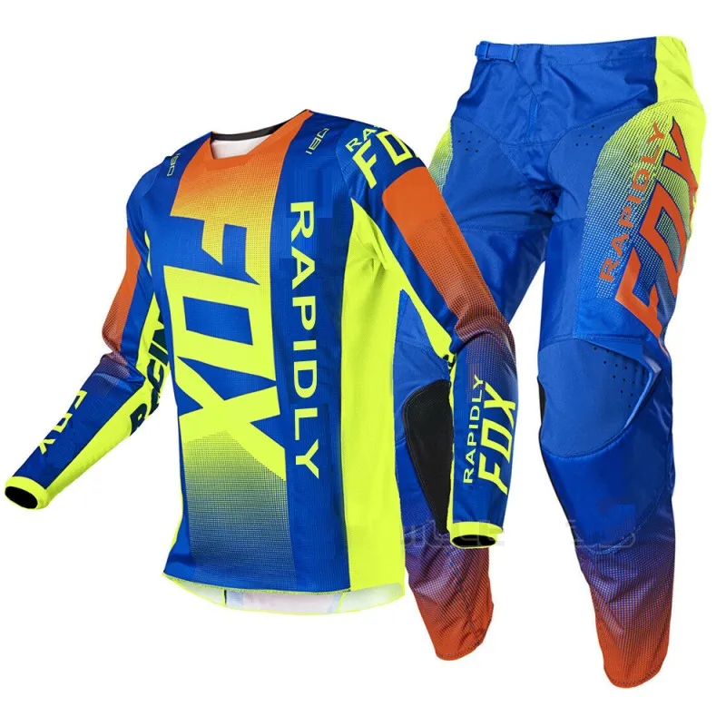 

2021 racing suit green RAPIDLY fox 180/360 motocross jersey and pants set mx bmx motorbike clothing dirt bike gear enduro