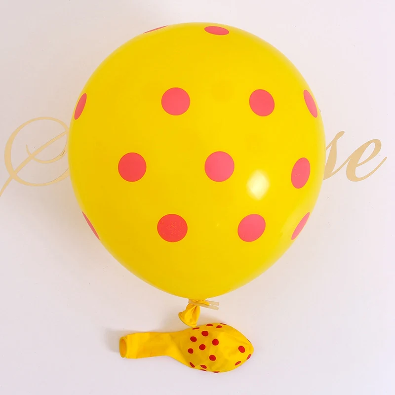 yellow red dot 10pcs Детские Мультяшные вечерние шары на день рождения с изображением милой пчелки, латексные шары, флаги, игрушки на день рождения детей - Цвет: yellow red dot 10pcs