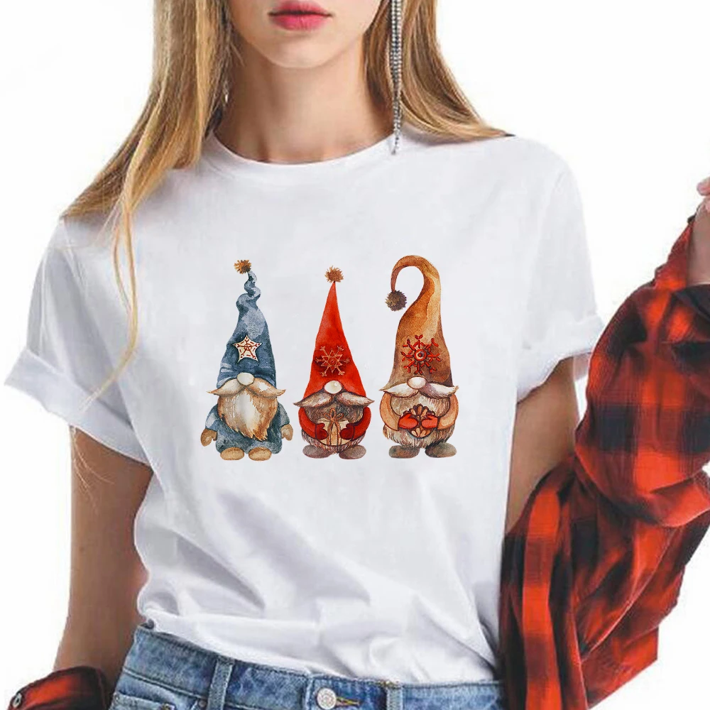 

Рождественская мода гнома, польская уличная одежда, футболка, мягкая эстетичная одежда для девушек, кавайная футболка в стиле Харадзюку 90-х,...
