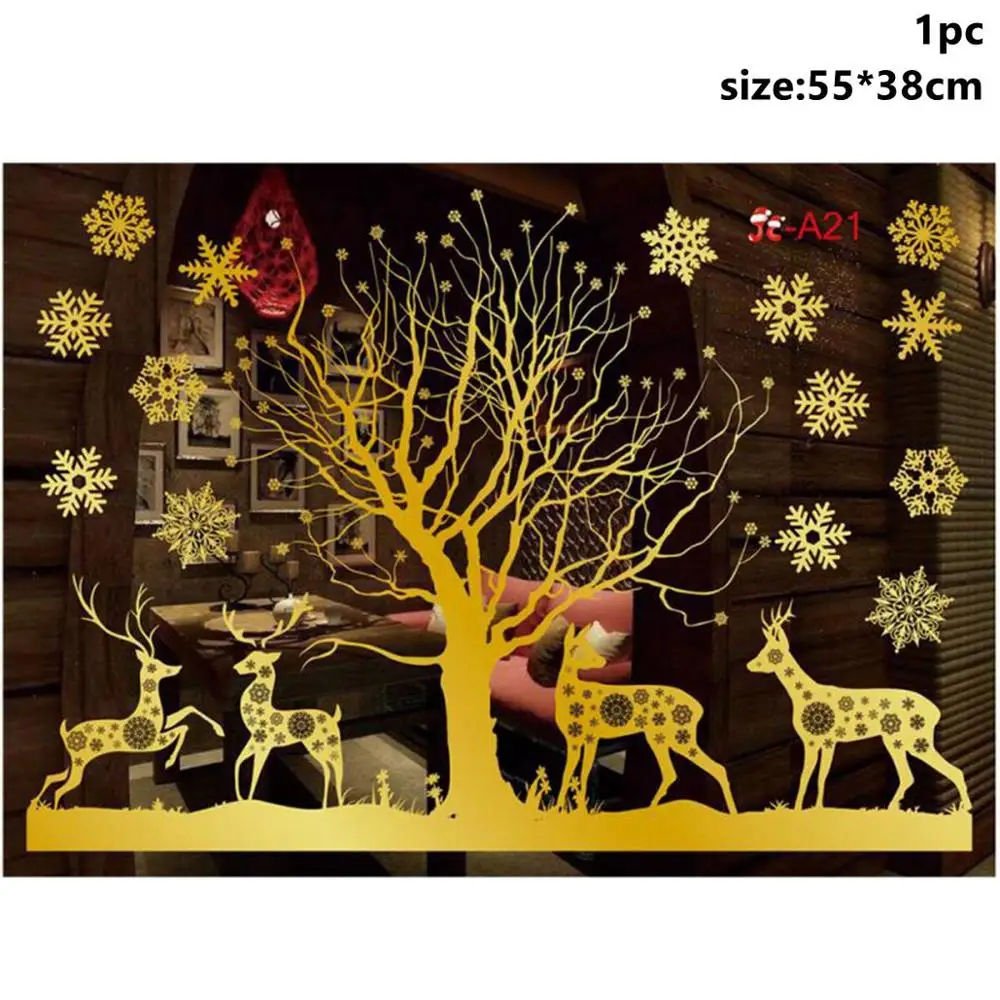 Xmas Sticker 1 Taoup Merry новогодние наклейки на окно Noel Снежинка Санта-Клаус рождественские наклейки на стену украшения Рождественские украшения для дома - Цвет: Xmas Sticker 1