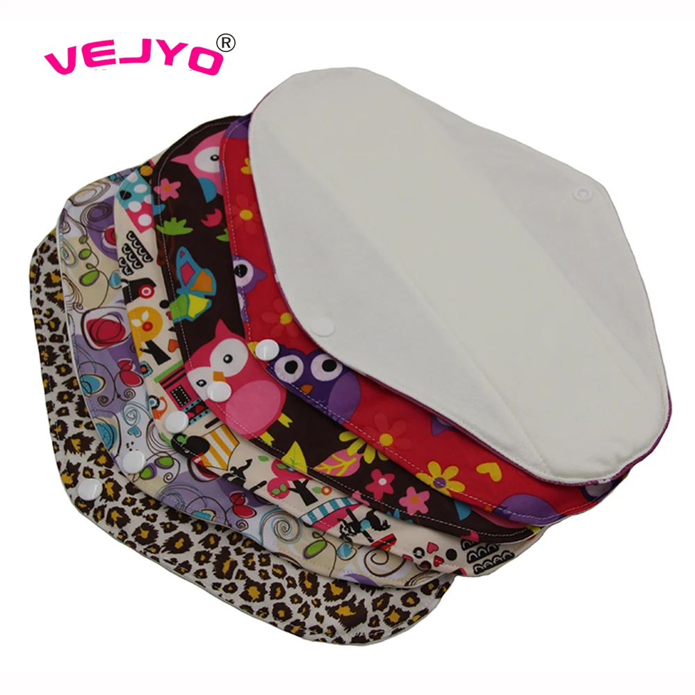 

VEJYO 3PCS/lot 12" Washable Reusable Female Pads Best Sanitary Napkins Brands Soft Bamboo Cotton Cloth Pads for Periods