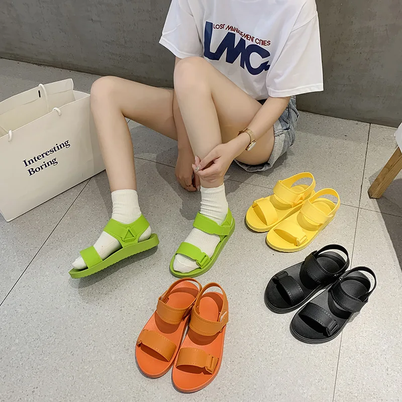 

Foreign trade flat sandals women's 2021 summer new fashion solid color thick bottom anti slip slippers