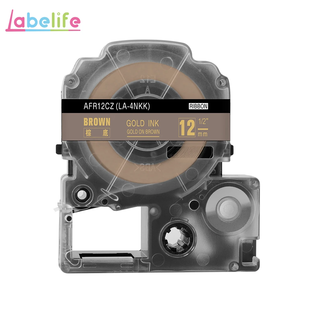 Labelife 1 шт. 12 мм KingJim LA-4LBK совместимый SFR12PK SFR12ZK для Epson/Kingjim принтер этикеток для букета, подарка, свадьбы - Цвет: Gold on Brown