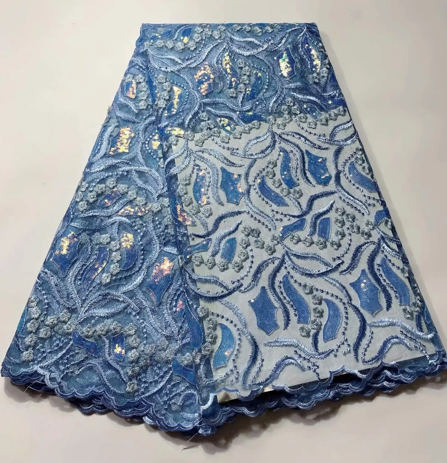 Exclusive veritable sky blue African Swiss Organza lace fabric Soft unique shiny Nigerian wedding wear FYI116 | Дом и сад