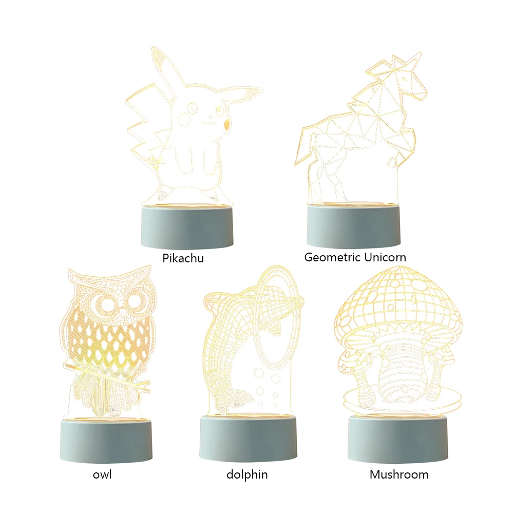 Акриловая Светодиодная лампа 3D прикроватный ночник с USB для детской спальни