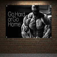 go hard or go home gym decor inspirational poster tapestry workout bodybuilding wall hanging muscular body fitness banners flags
