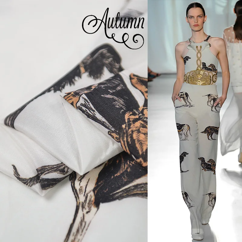 12 Момми 138 шелковая крепдешиновая ткань с принтом бульдога шириной 100% см для