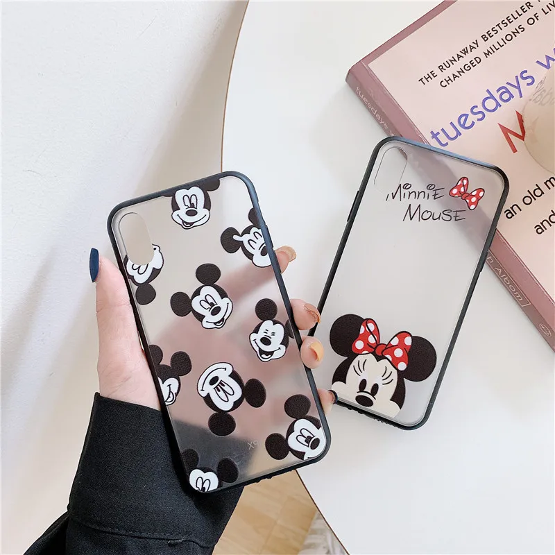 FastDeng простой мультяшный чехол с Микки и Минни для iPhone 6, 6s, 7, 8 plus, матовый чехол с милым рисунком мышки для iPhone X, XR, XS, Max, чехол