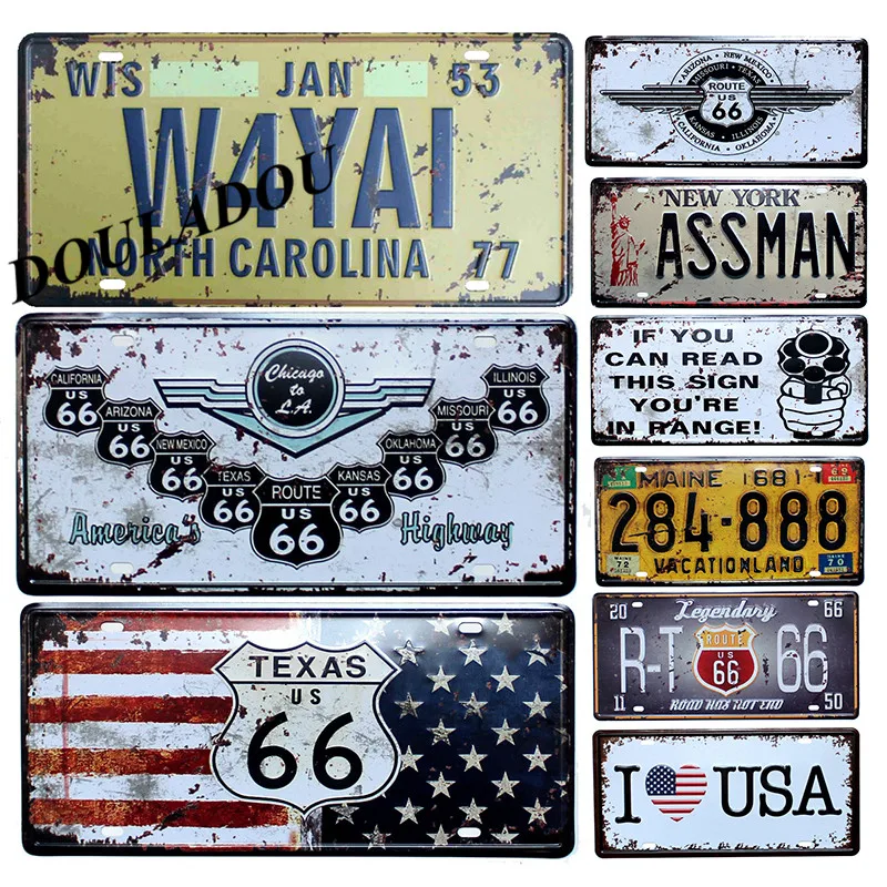 [Douladou] Новый Route 66 Винтажный Классический живописный Декор гаражная комната
