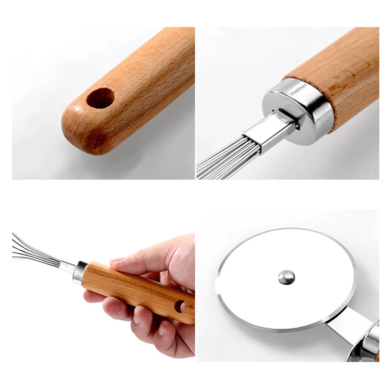 

Wooden Handle Stainless Steel Kitchen Gadget Multifunctional Kitchen Accessories Set Simple Modern Style Home Baking Supplies