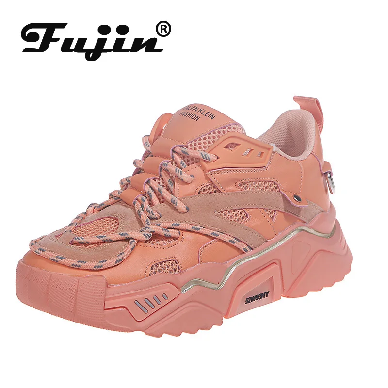 Женские кроссовки с перекрестной шнуровкой Fujin весенние из дышащего сетчатого