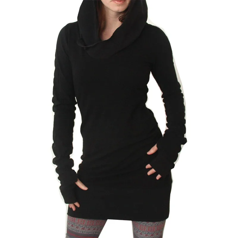 Женское платье 2019 новое качество модное осеннее однотонное черное облегающее