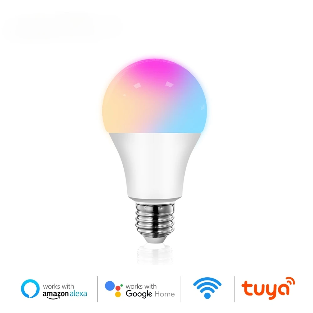 

Интеллектуальная беспроводная (Wi-Fi) светильник лампочка Tuya, 12 Вт, 15 Вт, E27 цветная (RGB) Светодиодная лампа с регулируемой яркостью с приложение...