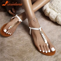 karinluna big size 35 43 new ladies flat gladiator sandals fashion decoration summer womens slippers casual beach shoes woman