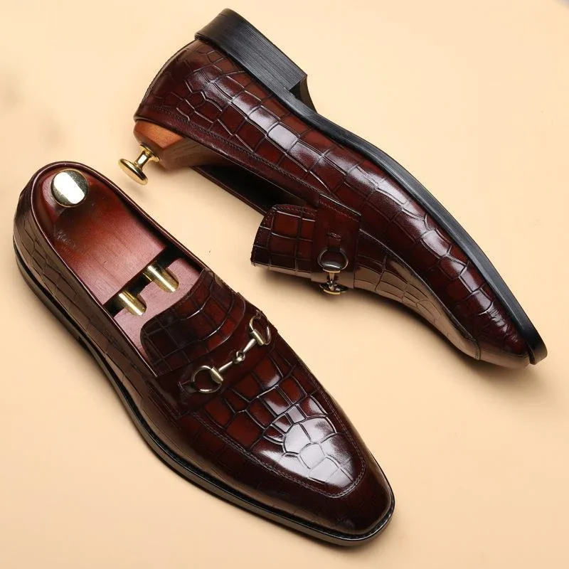 

New Arrival Handmade Pu Leather Slip-on Dress Man Shoes Casual Classic Business Loafers Male Shoes Zapatos De Hombre HE034