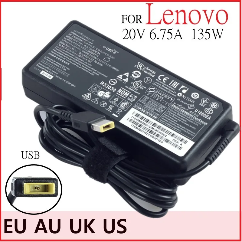 

20V 6.75A 135W USB Laptop Charger AC Adapter For Lenovo YOGA720-15 T540p T440p Y50-70 G5005 Y520 Y7000 Y700-14 W550 Charger