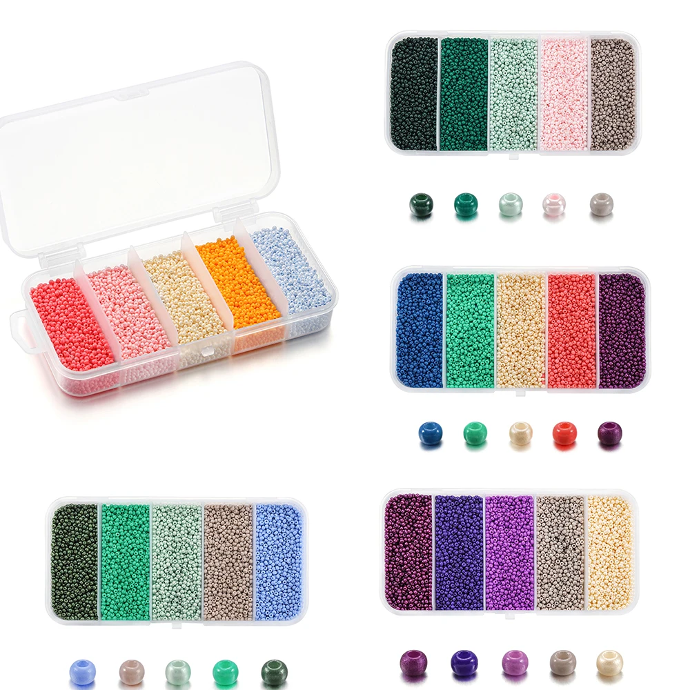 

2mm 9000Pcs/Box Set Glass Seed Beads Czech Charm Crystal Spacer Glass Beads For DIY Earring Necklace Jewelry Making Accessorie