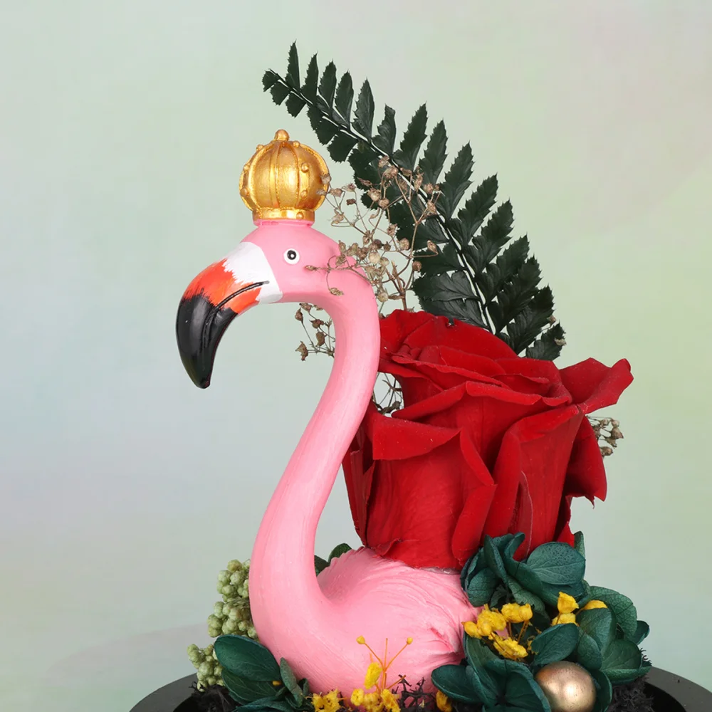 

Eternal Flower LED Light Glass Cover Lamp Night Light Ornaments Couple Gift Figurine Creative Decoration without Batter