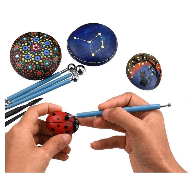 

13 Piece Ball Stylus Dotting Tools, Clay Pottery Modeling Set, Rock Painting Kit