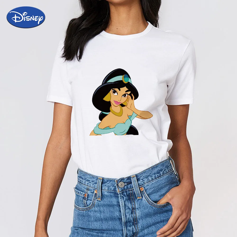 

Jasmine Princess Beautiful Girls White Tshirt 2021 Women's T-Shirts Aesthetic Clothes Short Sleeve Ropa Tumblr Mujer Wholesale