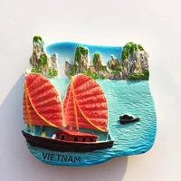 qiqipp halong bay vietnam 3d handmade color painting tourist souvenir crafts magnetic refrigerator magnet