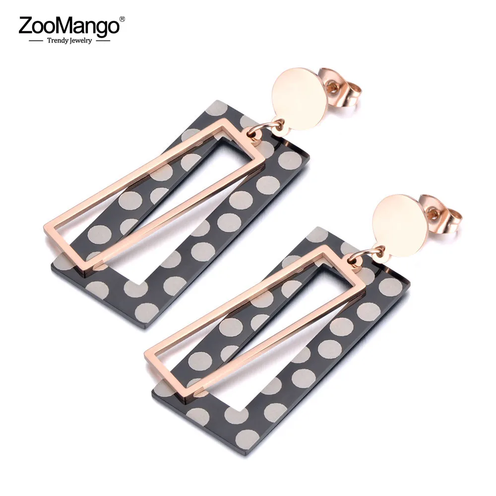 ZooMango богемные двухслойные серьги гвоздики из нержавеющей стали геометрические