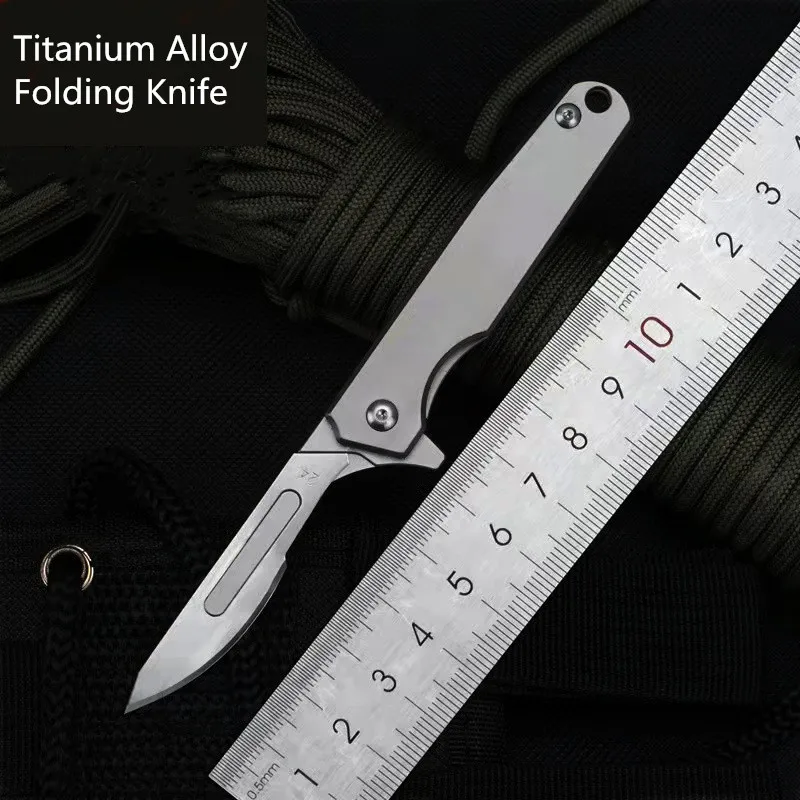 

Titanium Alloy Folding Knife Carbon Steel Scalpel Knife Engraving Pen Knifes Portable EDC High-Sharp Utility Knives Pocket Knife