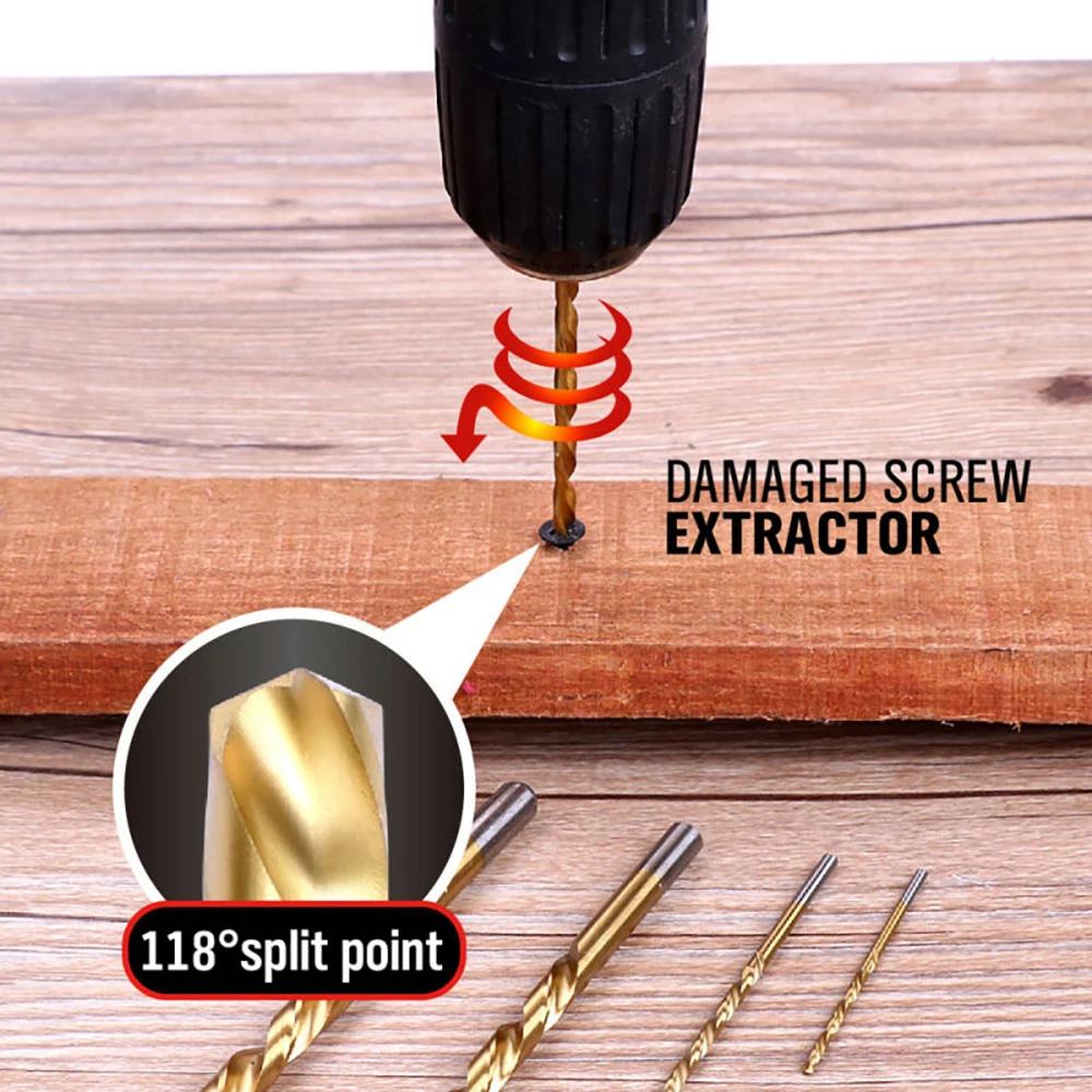 

Box Drill Bit Metal Extractor Assorted Combination Left Hand Set Steel