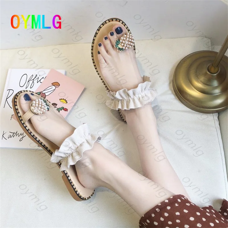 

Women's shoes 2021 summer new suede pineapple lace slippers breathable non-slip flip flops casual female sandals summer slipper
