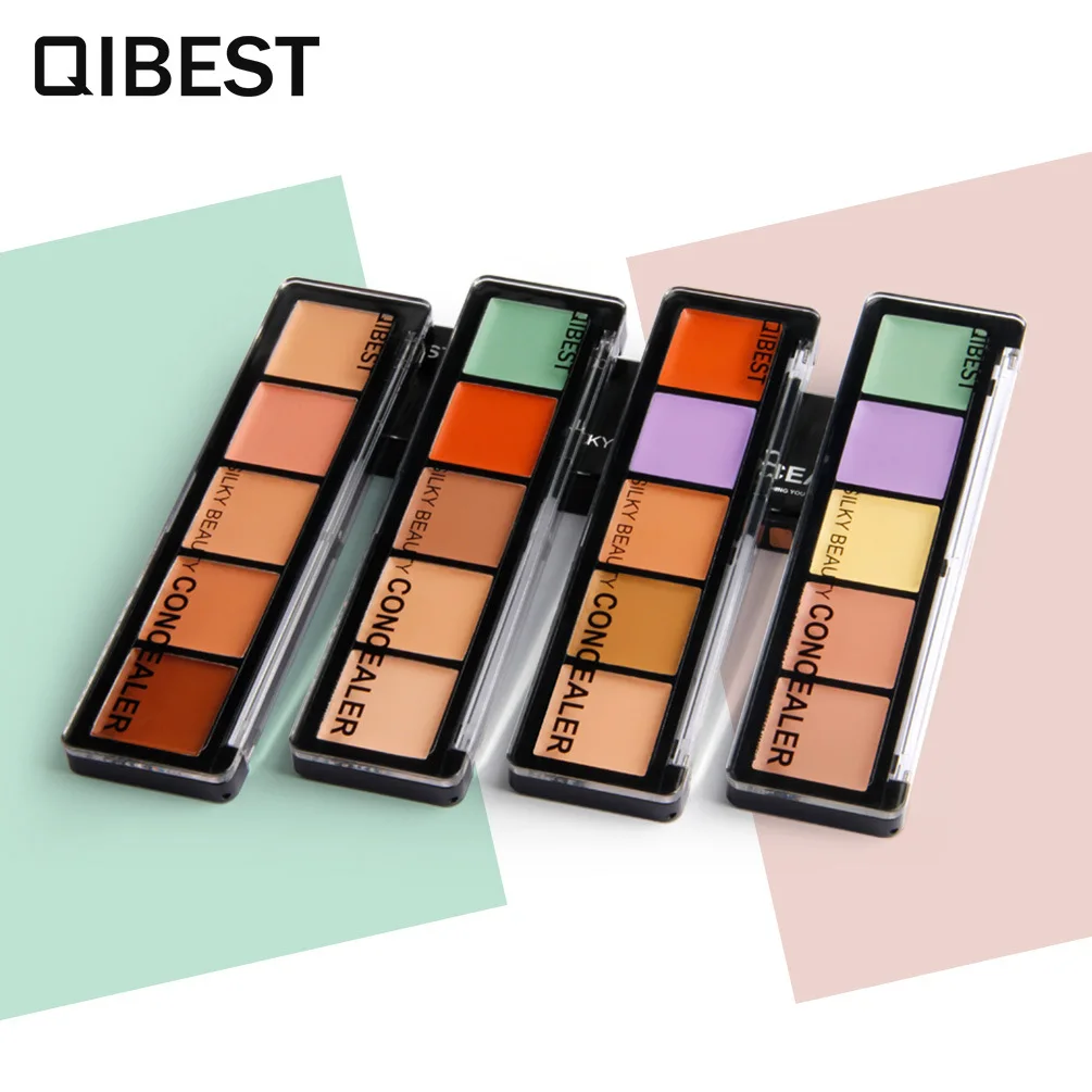 Qibest 5 Color Concealer Lightening Nourishing Modified Cover Acne Makeup Cosmetic Gift for Women Hot Selling
