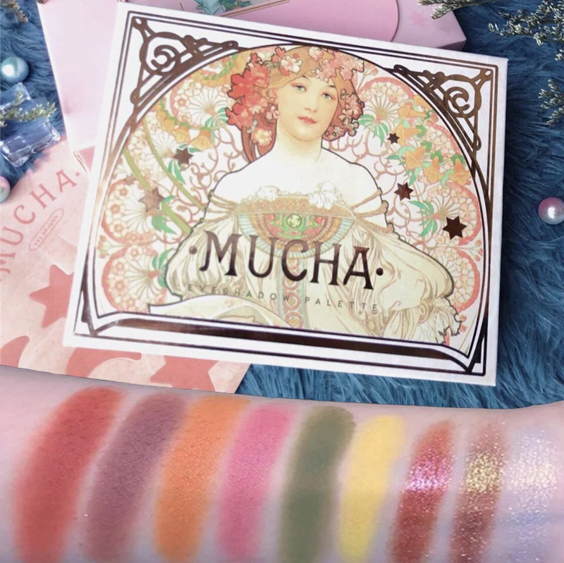 Палетка теней для век с глиттером компактная пудровая матовые шиммеры нюдового